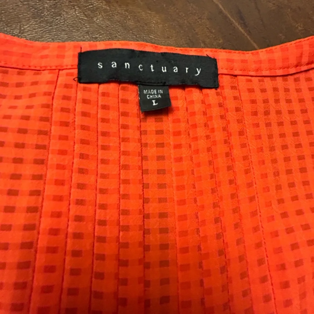 Sanctuary Women's Orange Top with Flared Sleeves Size Large EUC - Picture 4 of 7